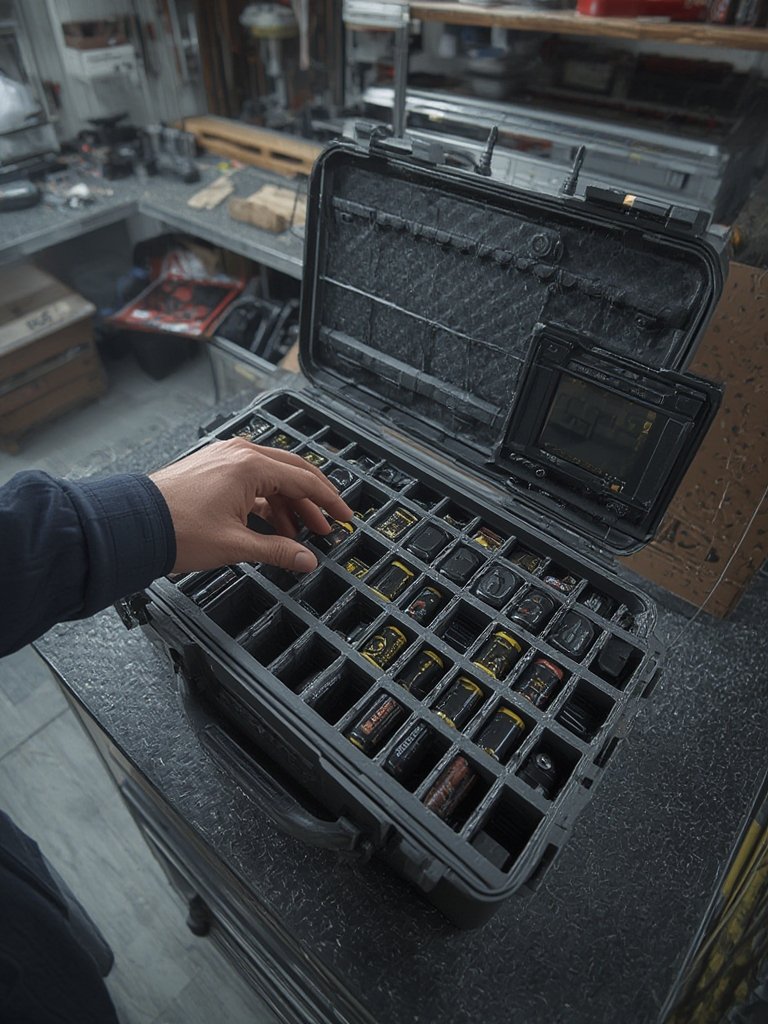 battery organizer in action