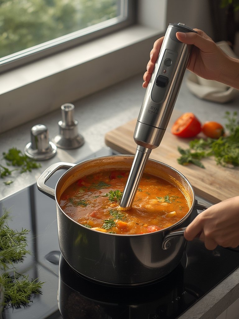 immersion blender in action